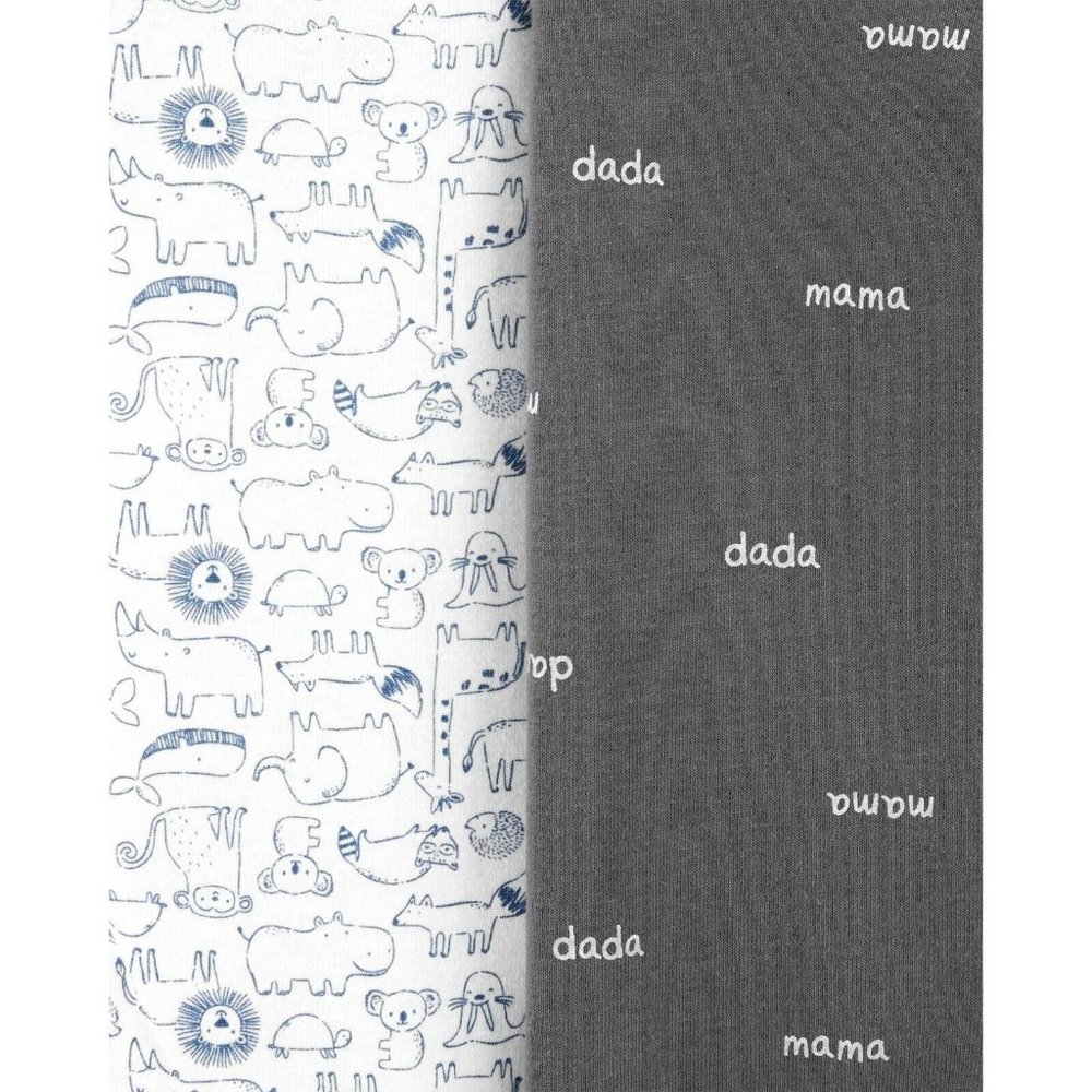 Carter's Baby Boys 5 Pack 6 Month 6M Bodysuit Animal Set Blue and White - Picture 4 of 6